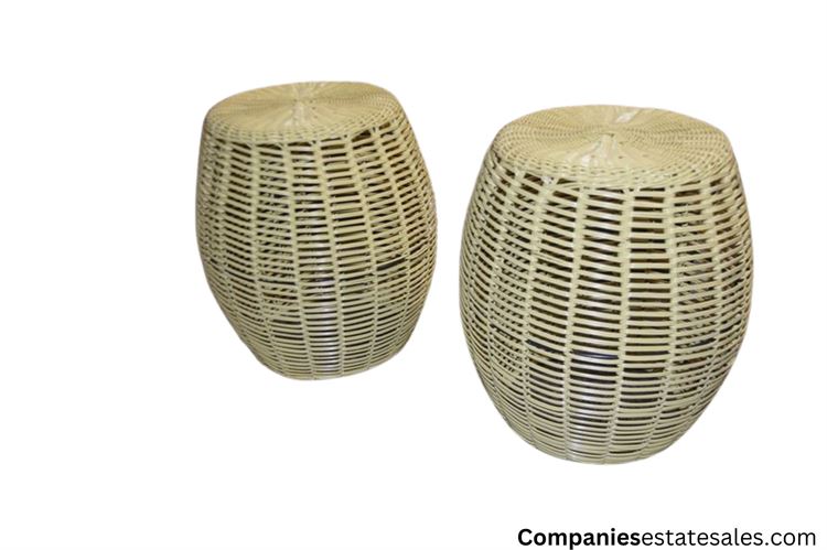 Pair Wicker Stands