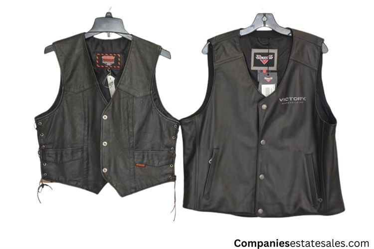 Two (2) Victory and Interstate Leather Vest