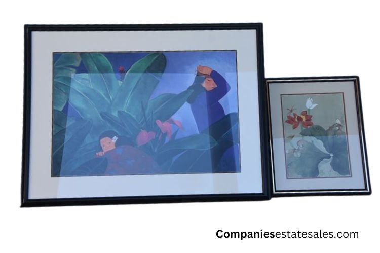 Two (2) 1984 Vintage “Na Kua’Ana” Framed Serigraph Art Pr Signed by Pegge Hopper