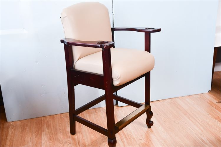 Mahogany and Upholstery Gaming Stool