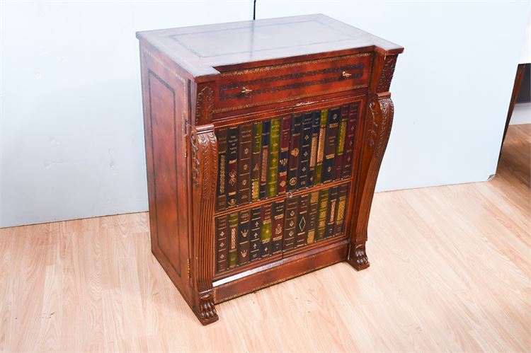 Maitland Smith Faux Book Front Leather Covered Cabinet