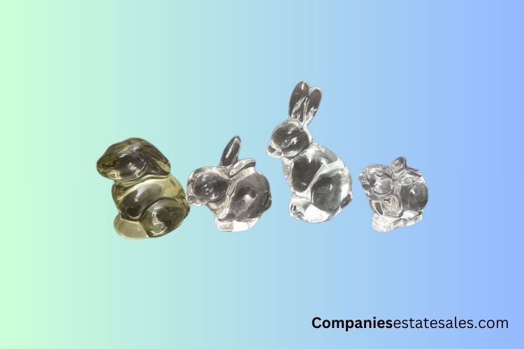 Four (4) Baby Bunny Rabbit Crystal Glass Figurine