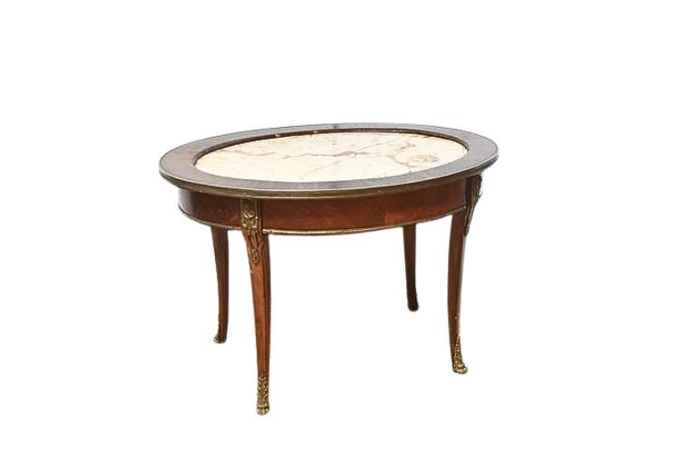 Louis XV Style Oval Occasional Table with inset Marble