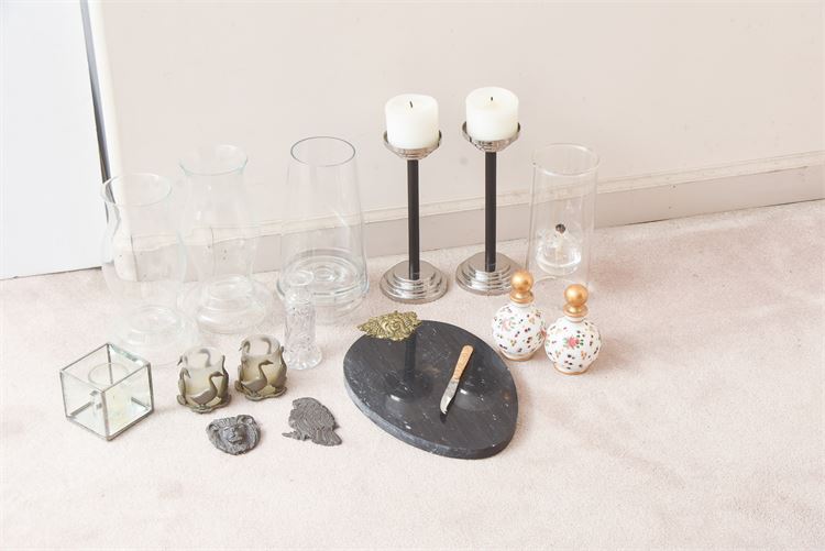 Decorative Items: Glass Vases, Candles Sticks, Bottles