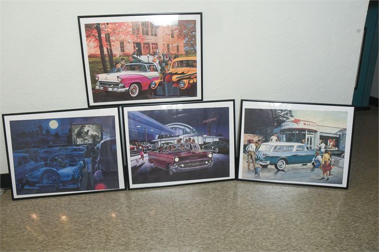 Four (4) Car Framed Art