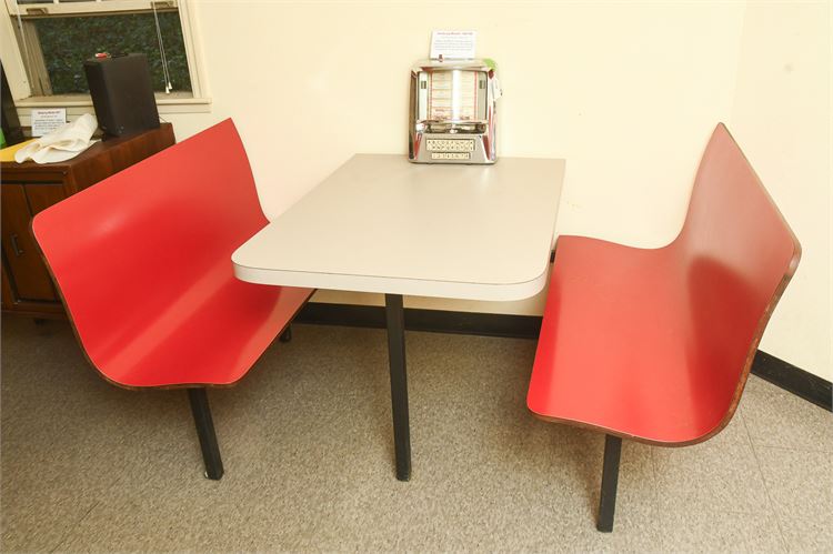 Ice Cream Parlor Table and Red Booth Seats