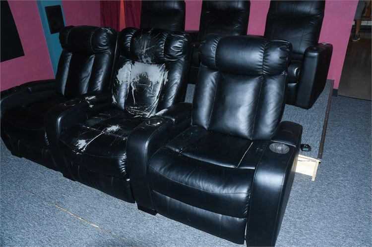 Movie Theater Black Leather Recliners