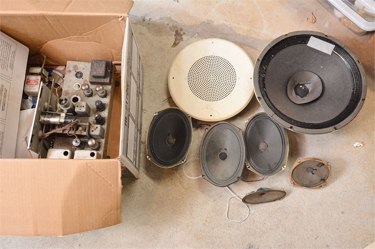 Six (6) Speakers and Radio Amplifier