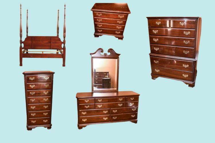 Ethan Allen Georgian Court Five (5) Piece Cherry Bedroom Set