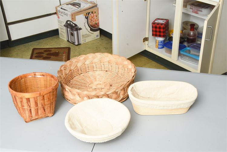 Four (4) Baskets and Proofing Pan