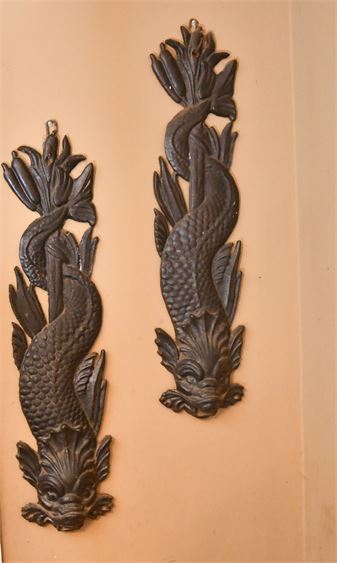 Two (2) Metal Dolphin Wall Plaques