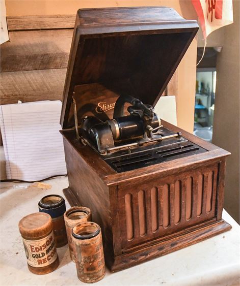 Edison Table Top Phonograph with Cylinders