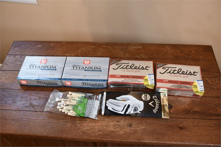 Golf Balls, Tees and Golf Glove