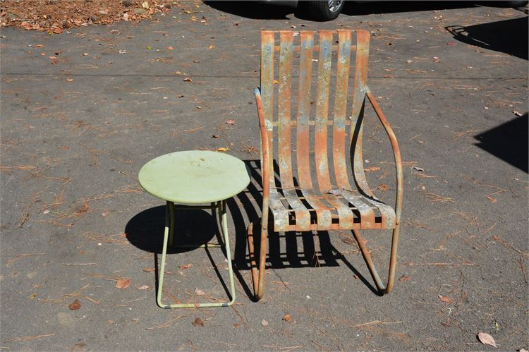 Two (2) Metal Table and Chair