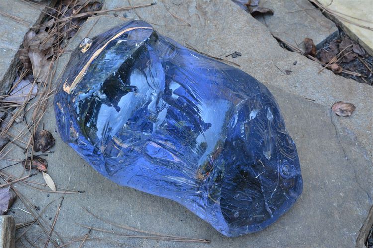 Blue Glass Pebble Sculpture