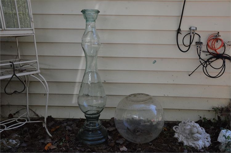 Two (2) Clear Glass Vase and Globe