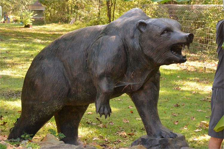 Large Aluminum Black Painted Bear Sculpture