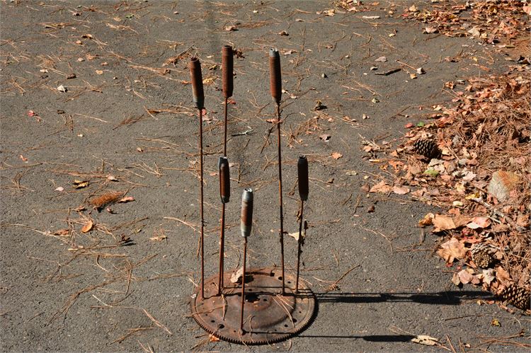 Metal Cattails Sculpture