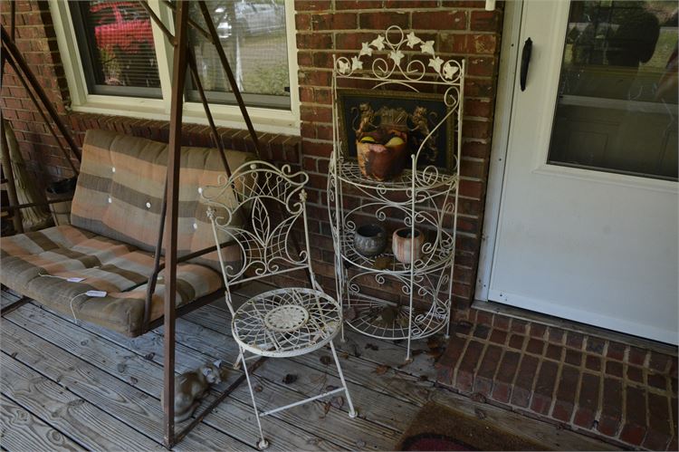 Two (2) Metal Chair and Shelf