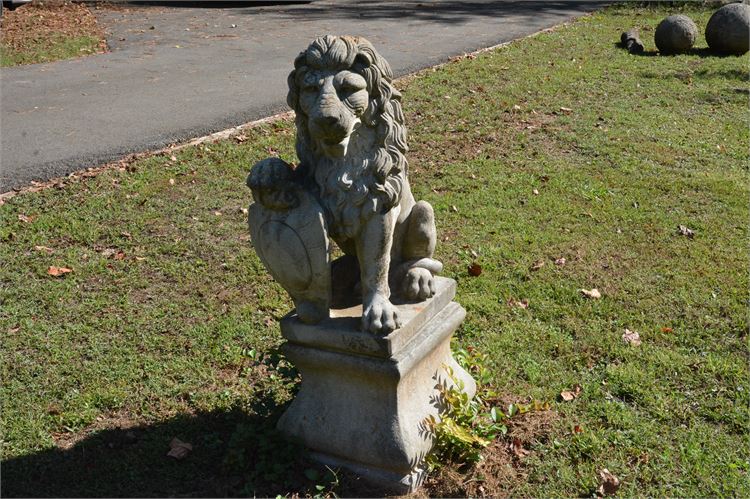 Gray Stone Lion Statue