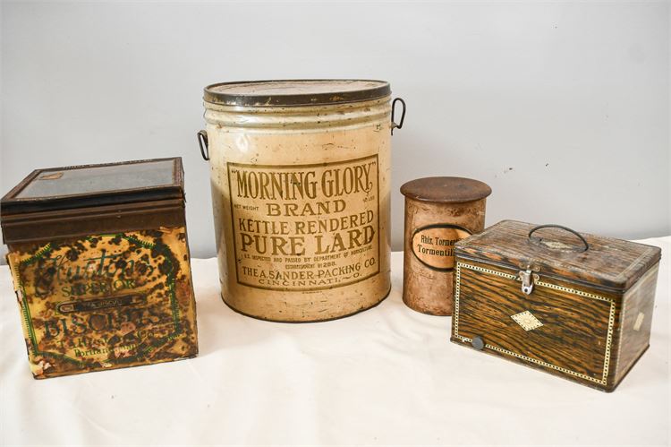 Four (4) Vintage Metal Containers