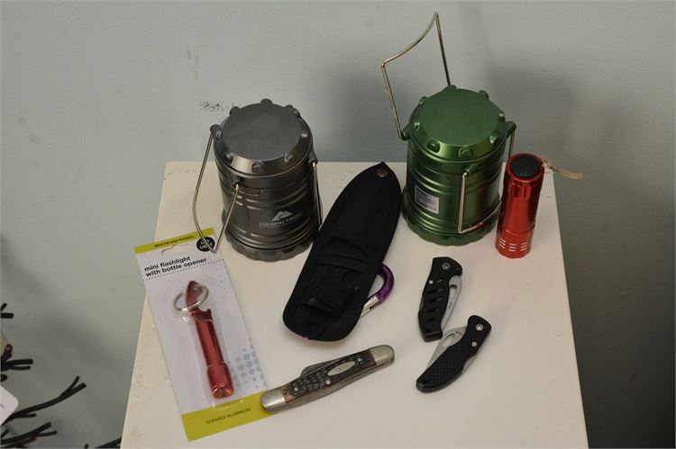 Camping Items: Camping Lanterns, Flashlight and Knives