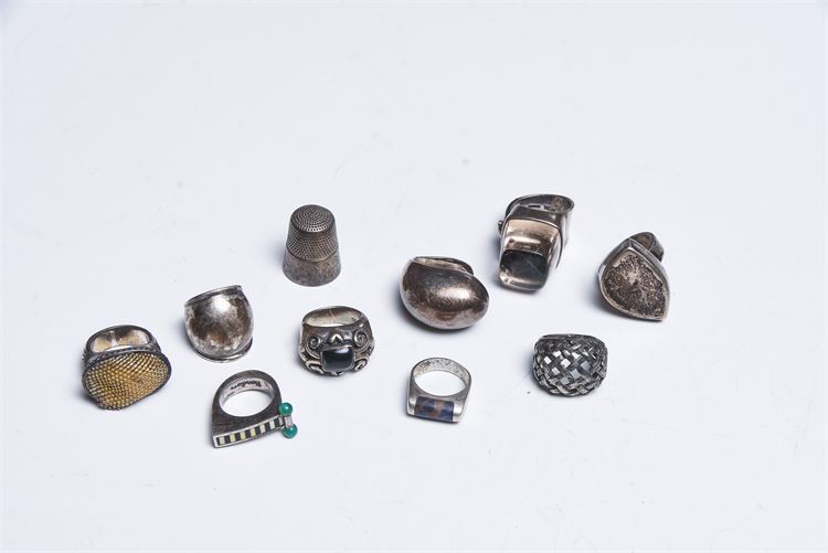 Sterling Silver Objects Rings and Thimble