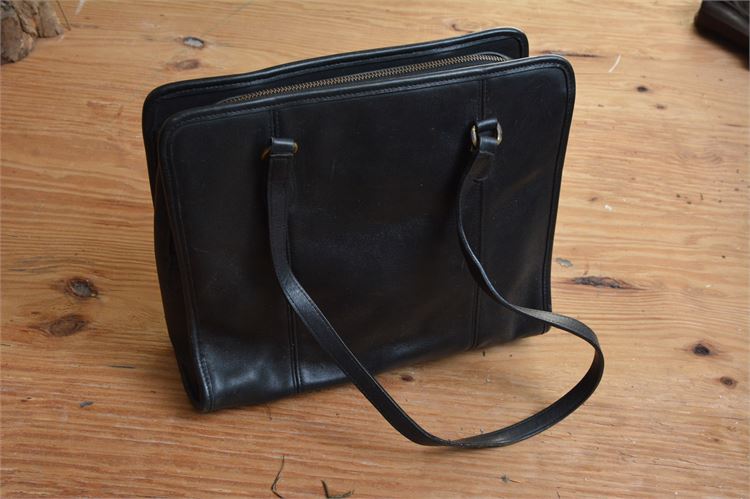 Vintage Coach Black Leather Tote