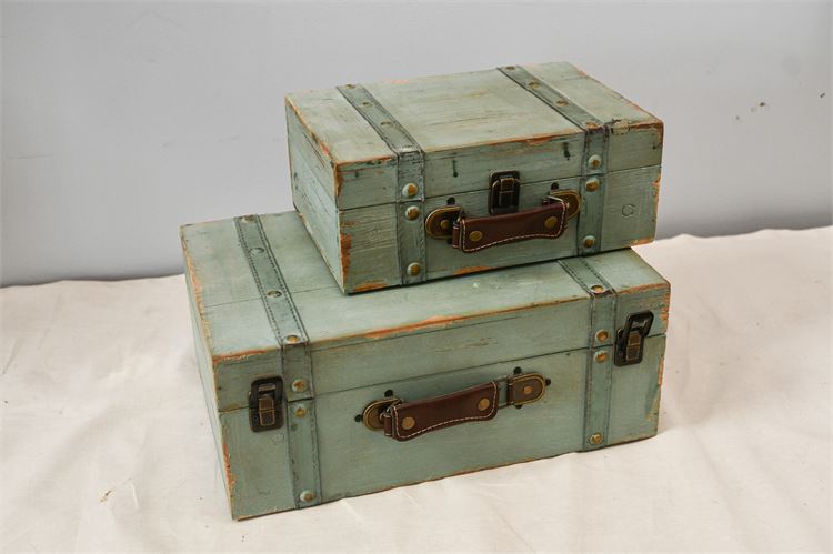 Two (2) Distressed Green Essential Oil Box