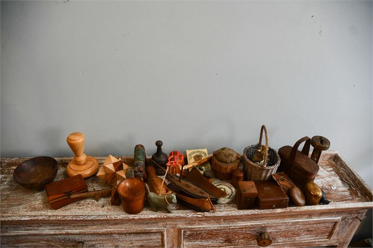 Group Lot Wooden Table Top Objects