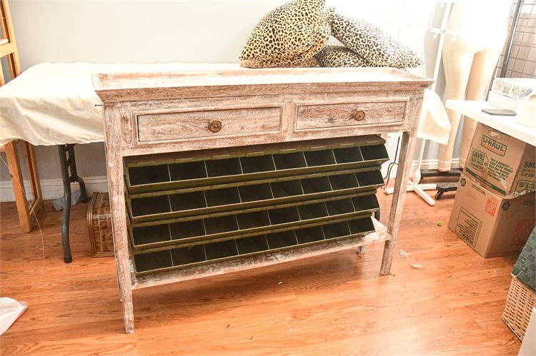 Rustic Painted Crafts Cabinet