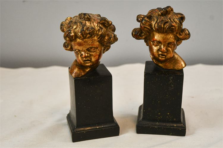 Borghese Gilt Plaster Cupid Bust Bookends