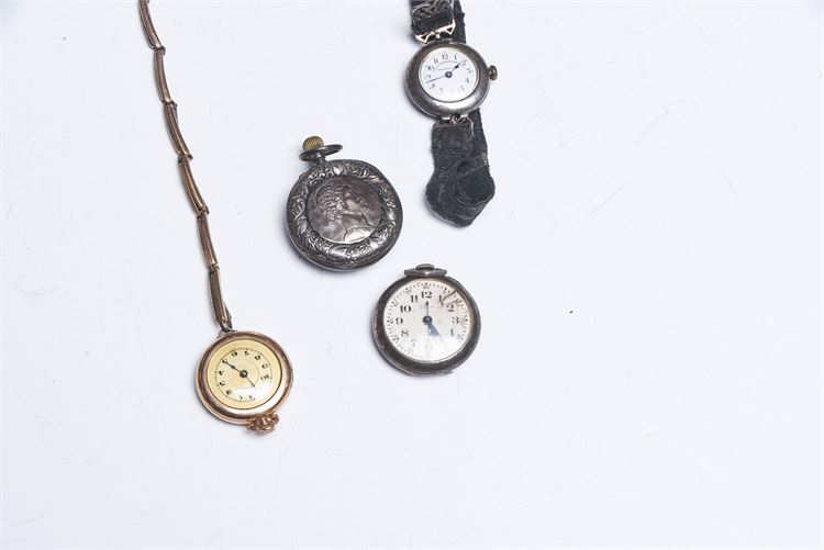 Silver and Gold Metal Antique Watches and Locket