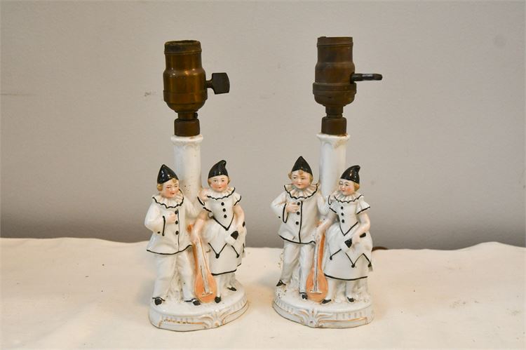 Two (2) Clown Figurine Table Lamps