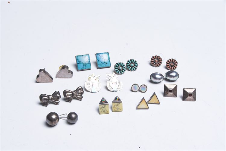 12 Pair Sterling Mounted Earrings