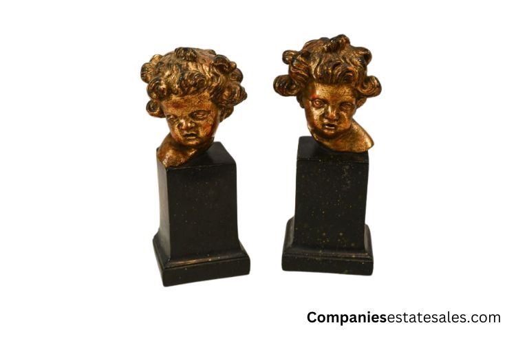 Borghese Gilt Plaster Cupid Bust Bookends