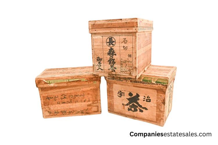 Three (3) Japanese Wooden Tea Transport Boxes