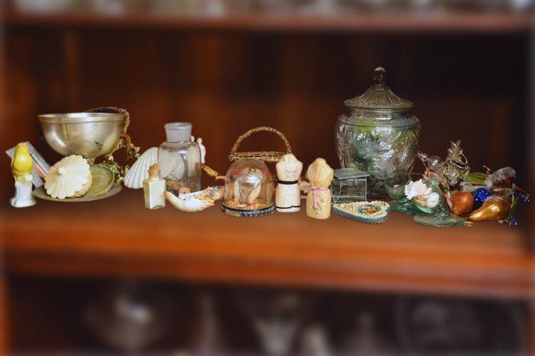 Decorative Items: Glass Jars, Figurines, and Small Bowls