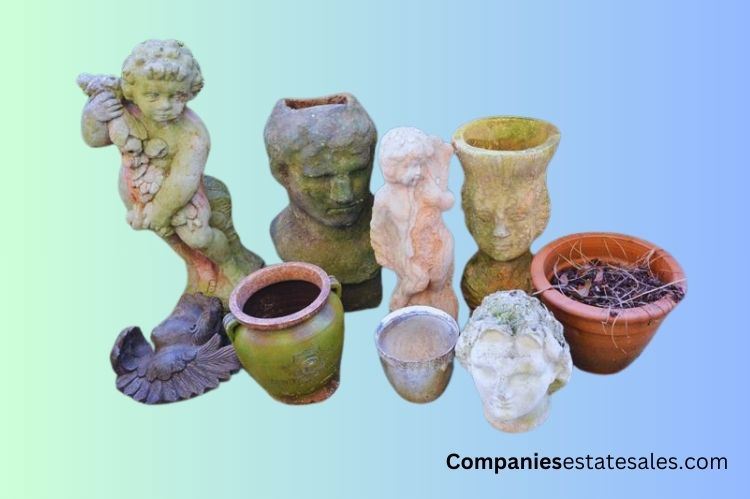 Six (6) Garden Statues, Pots and Planters