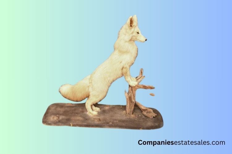 White Fox on a Wooden Base