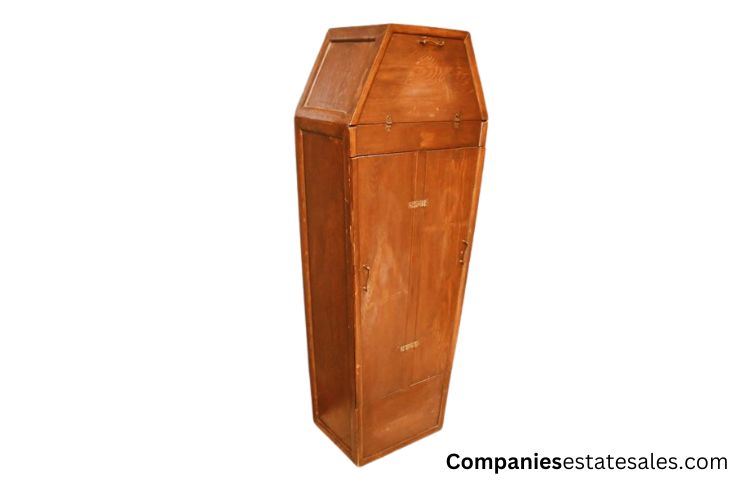 Wooden Coffin Form Cabinet