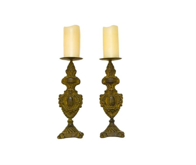 TWO (2) Vintage Cast Iron Candle Stick Holder