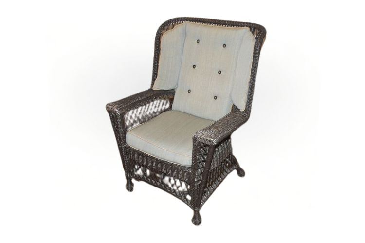 Brown Rattan Wing Wicker President Lounge Armchair Bielecky Brothers Style