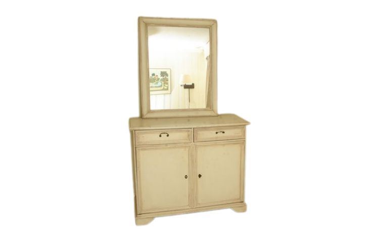 Light Beige Vanity with Mirror and Two Drawers