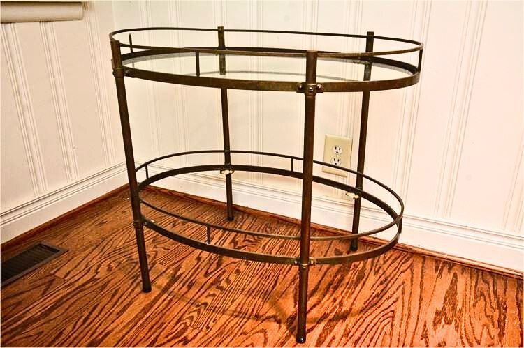 2 Tier Glass Bar Cart on Casters