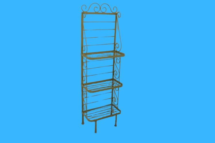 Light Beige Metal Three-Tiered Shelf