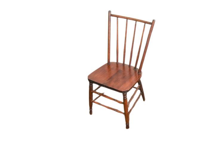 Vintage Hand-Carved Cherry Wood Spindle Back Traditional Chair