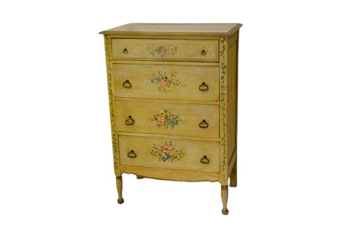 Antique Maple Regency Style Decorative Painted Dresser Chest