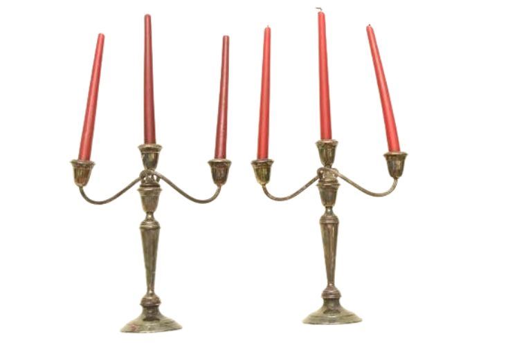 Pair Silver Plated Candleabra