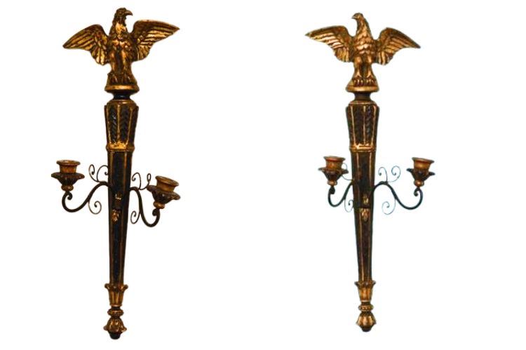 Two (2) Vintage  Two Arm Candle Wall Sconces